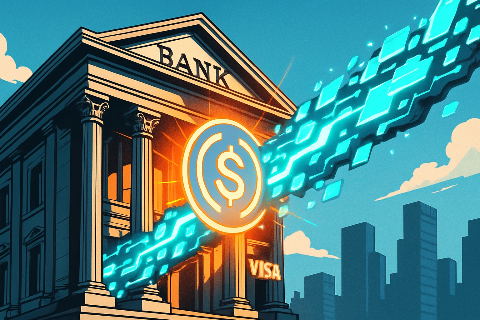 Visa 在美國上線 USDC 穩定幣結算，已有兩家銀行配合打破週末真空
